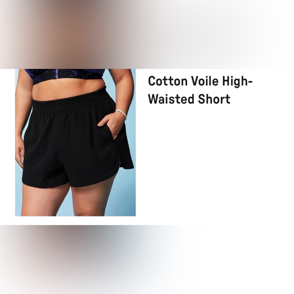 Fabletics Cotton Voile High-Waisted Shorts - Black